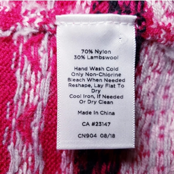 Talbots Fair Isle Lambswool Blend Cardigan Sweater Women Sz MP Pink Button Front - Picture 8 of 9